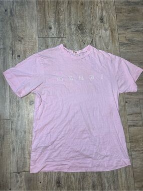 Marni Pastel Pink Logo Short Sleeve Cotton Tee